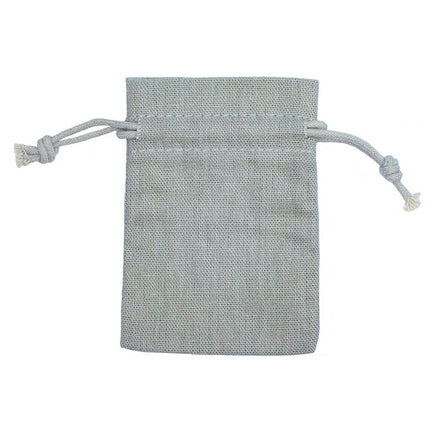 Grey Rectangular Cotton Linen Bag Medium | Cotton Drawstring Bag