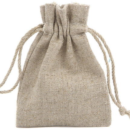 Natural Rectangular Cotton Linen Bag Medium | Rope Drawstring Bag