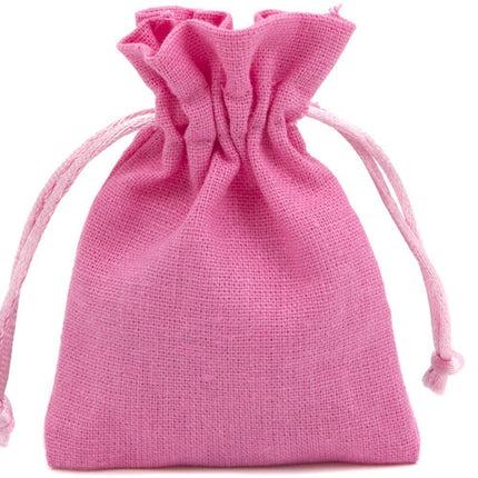 Pink Rectangular Cotton Linen Bag Medium | Rope Drawstring Bag