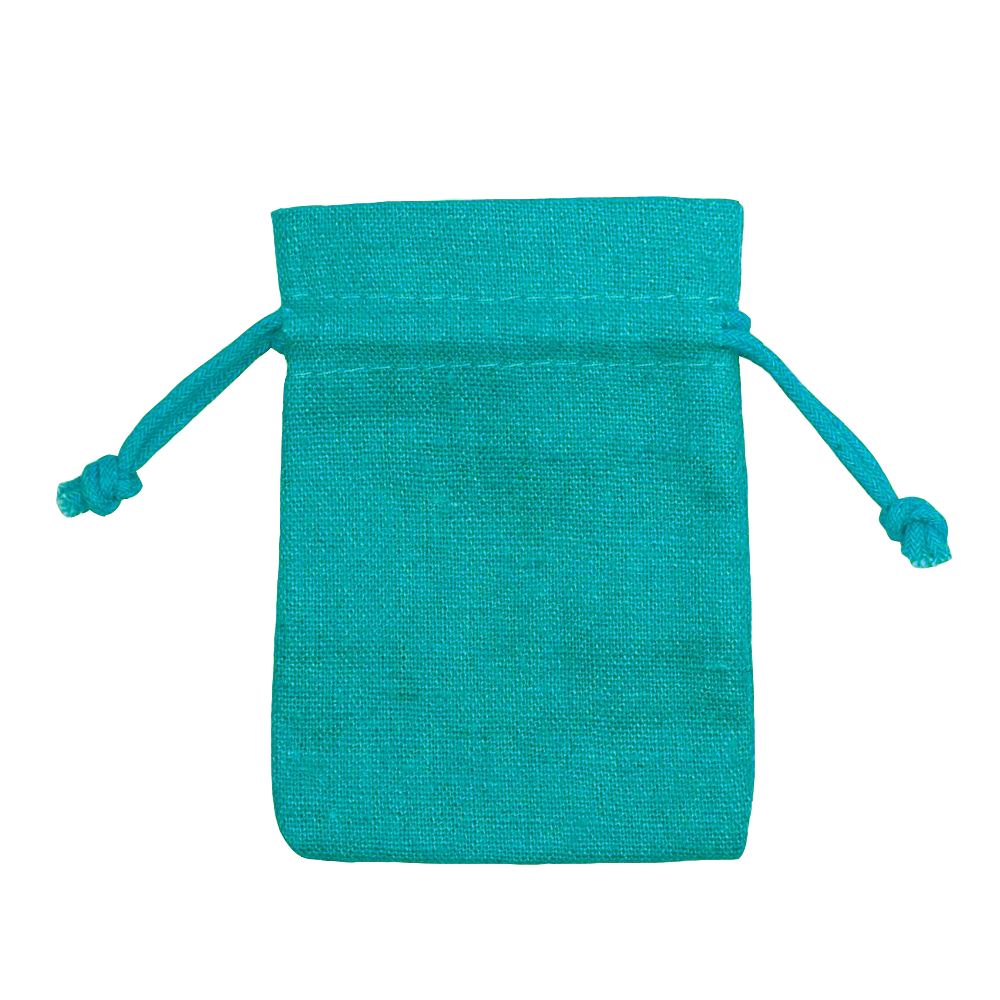 Turquoise Branded Rectangular Cotton Linen Bag Medium | Drawstring Bag