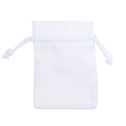 White Rectangular Cotton Linen Bag Medium | Cotton Drawstring Bag