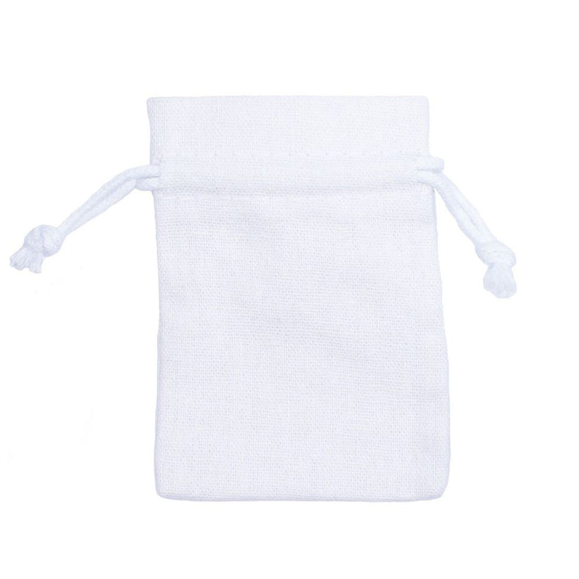 White Branded Rectangular Cotton Linen Bag Medium | Drawstring Bag
