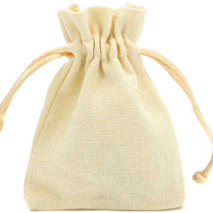 Yellow Rectangular Cotton Linen Bag Medium | Rope Drawstring Bag