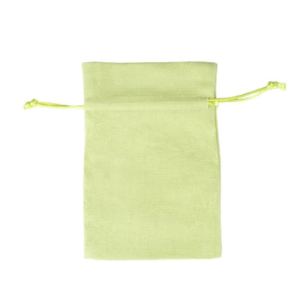 Green Rectangular Cotton Linen Bag Large | Rope Drawstring Bag