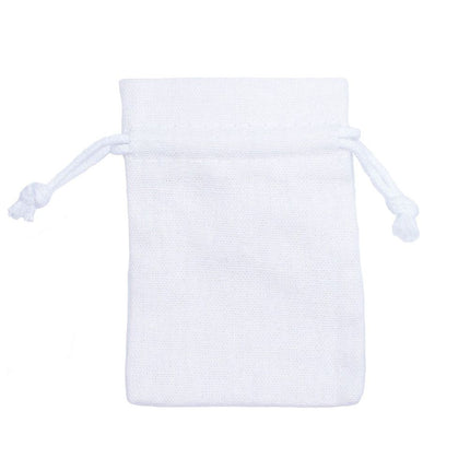 White Rectangular Cotton Linen Bag Large | Cotton Drawstring Bag