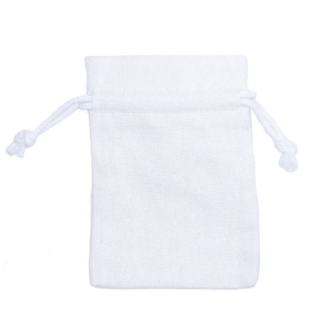 White Digital Printed Rectangular Cotton Linen Bag Large | Drawstring Bag
