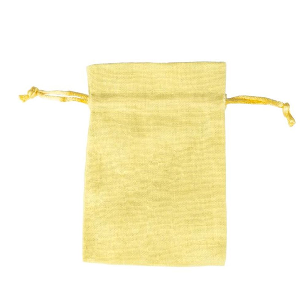 Yellow Rectangular Cotton Linen Bag Large | Rope Drawstring Bag