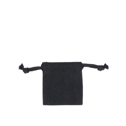 Black Square Cotton Linen Bag Extra Small | Cotton Drawstring Bag