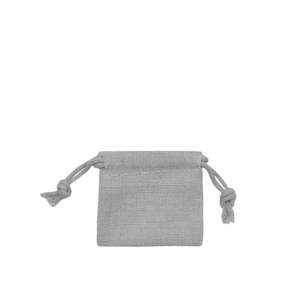 Grey Square Cotton Linen Bag Extra Small | Cotton Drawstring Bag