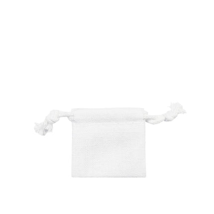 White Square Cotton Linen Bag Extra Small | Cotton Drawstring Bag