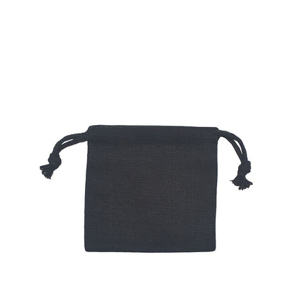 Black Square Cotton Linen Bag Small | Cotton Drawstring Bag