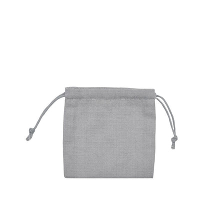 Grey Square Cotton Linen Bag Small | Cotton Drawstring Bag