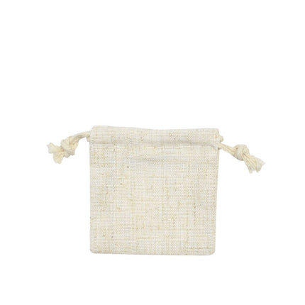 Natural Square Cotton Linen Bag Small | Cotton Drawstring Bag