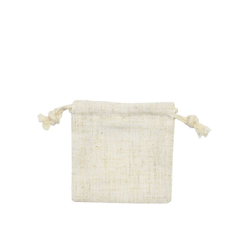 Natural Branded Square Cotton Linen Bag Small | Drawstring Bag