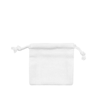White Branded Square Cotton Linen Bag Small | Drawstring Bag
