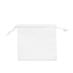 White Square Cotton Linen Bag Medium | Cotton Drawstring Bag
