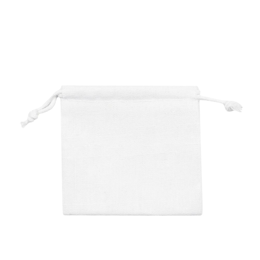 White Branded Square Cotton Linen Bag Medium | Drawstring Bag