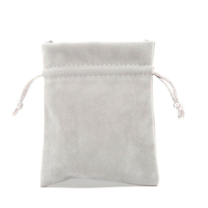 Grey Branded Deluxe Velvet Bag Small | Rectangular Drawstring Bag
