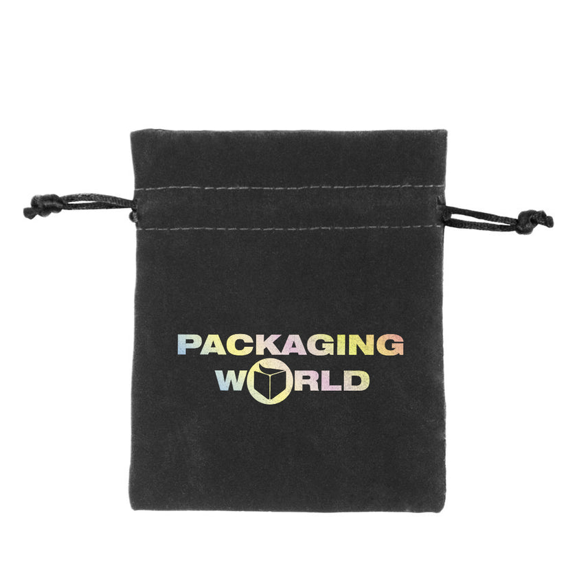 Black Digital Printed Deluxe Velvet Bag Medium | Rectangular Drawstring Bag