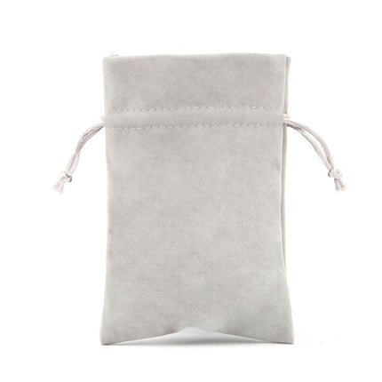 Grey Branded Deluxe Velvet Bag Large | Rectangular Drawstring Bag
