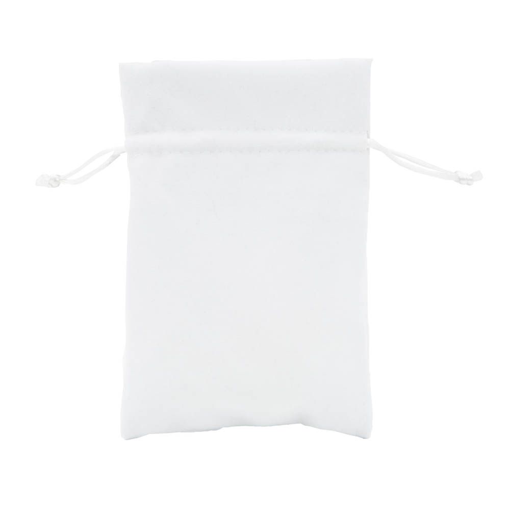 White Deluxe Velvet Bag Large | Rectangular Drawstring Bag