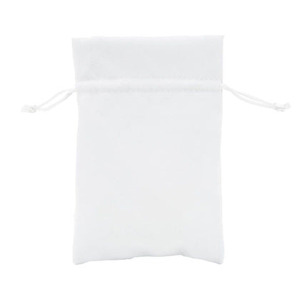 White Deluxe Velvet Bag Large | Rectangular Drawstring Bag