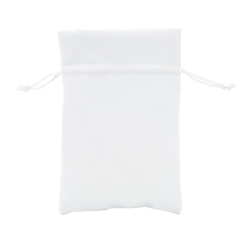 White Branded Deluxe Velvet Bag Large | Rectangular Drawstring Bag