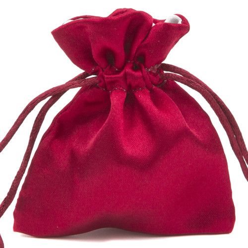 Red Luxury Satin Gift Bag Large | Fully Lined Drawstring Bag