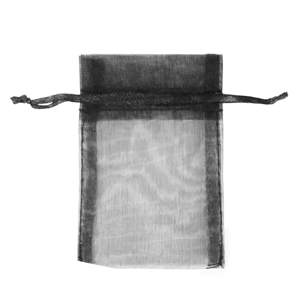 Black Premium Organza Gift Bags Large | Satin Drawstring Pouch