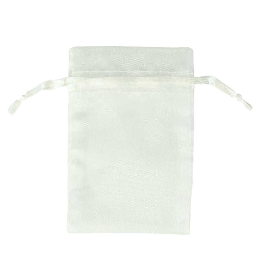 White Premium Organza Gift Bags Large | Satin Drawstring Pouch