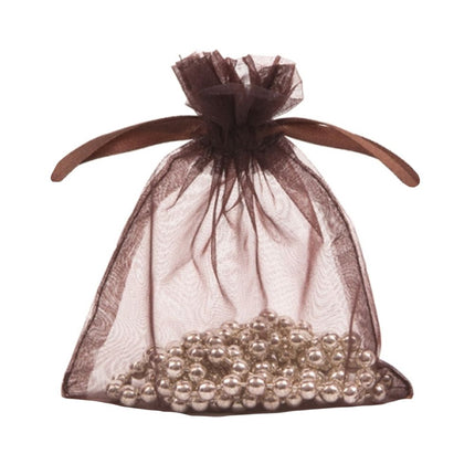 Chocolate Brown Premium Organza Gift Bags X Large | Satin Drawstring Pouch