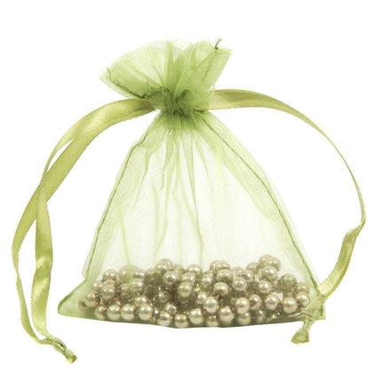 Olive Green Premium Organza Gift Bags X Large | Satin Drawstring Pouch