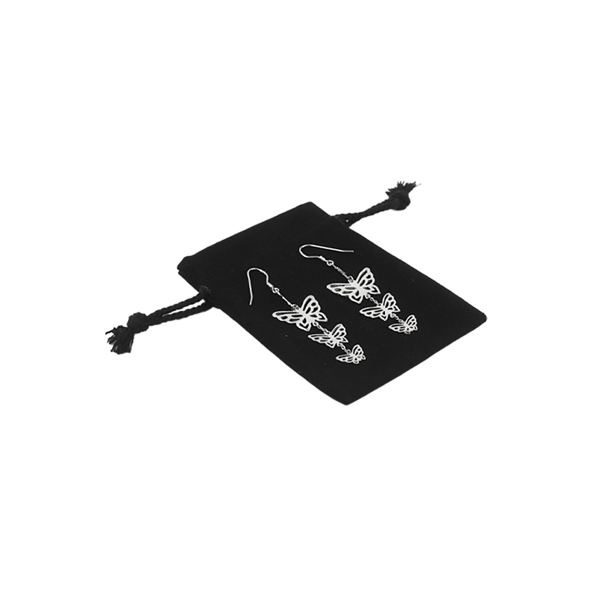 Black Rectangular Cotton Bag 7x10cm | Cotton Drawstring Bag