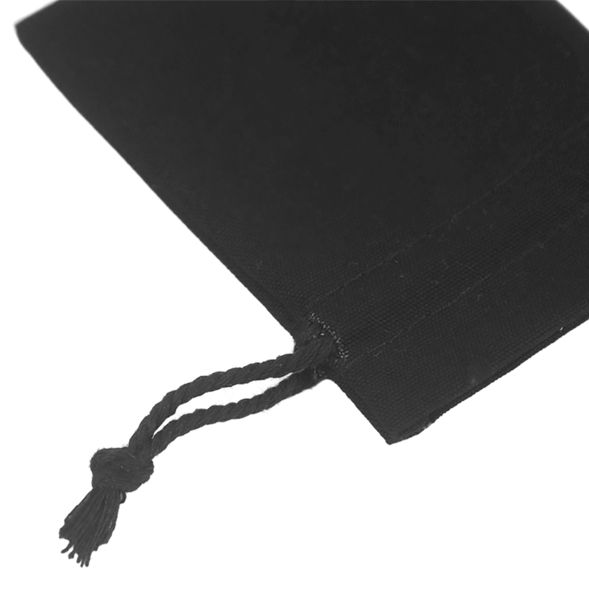 Black Rectangular Cotton Bag 10x12cm | Cotton Drawstring Bag