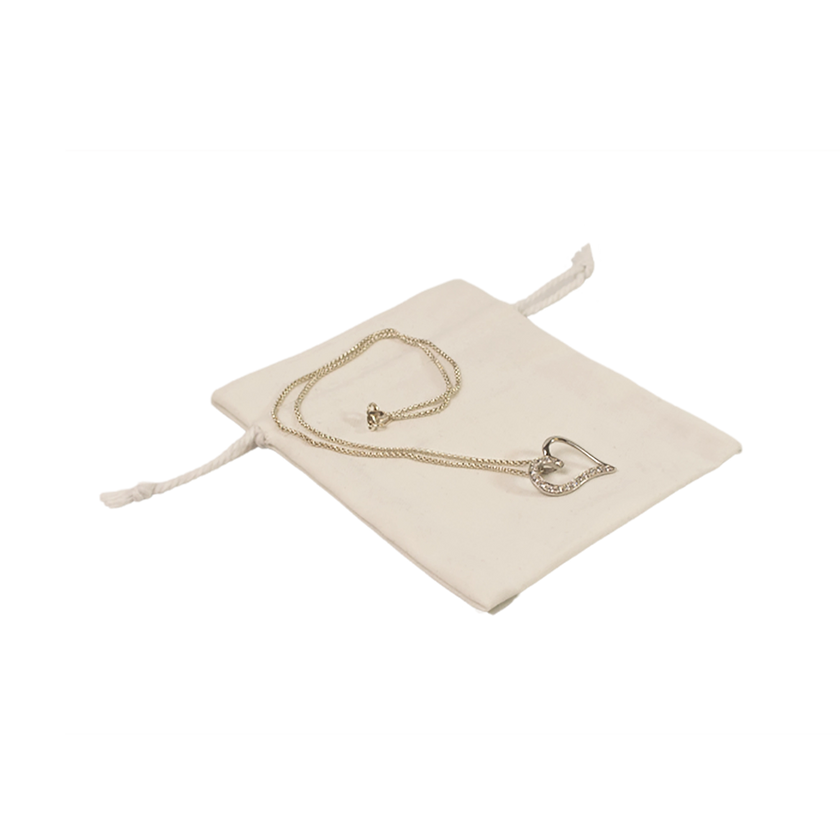 White Rectangular Cotton Bag 10x12cm | Cotton Drawstring Bag