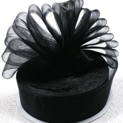 Black Premium Organza Ribbon | 10mm x 45m | Gift Wrap Ribbon