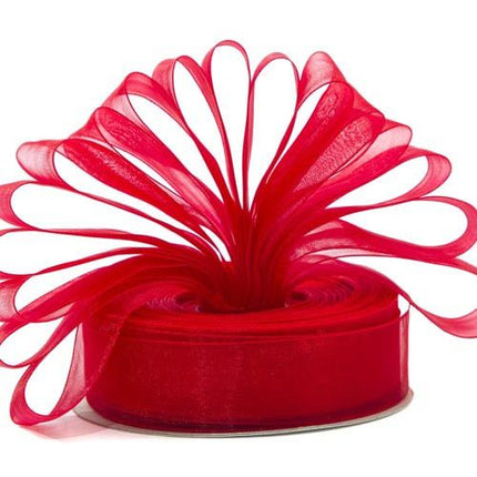 Red Premium Organza Ribbon | 15mm x 45m | Gift Wrap Ribbon