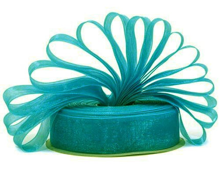 Turquoise Premium Organza Ribbon | 25mm x 45m | Gift Wrap Ribbon