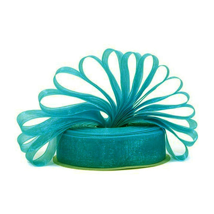 Turquoise Premium Organza Ribbon | 40mm x 45m | Gift Wrap Ribbon