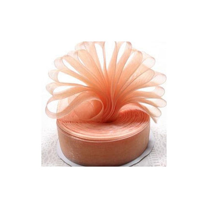 Peach Premium Organza Ribbon | 50mm x 45m | Gift Wrap Ribbon