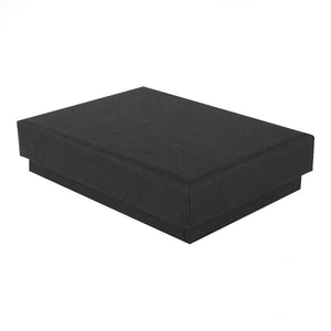 Black rectangle recyclable eco kraft box with closed lid.