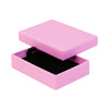 Pink rectangle recyclable eco kraft box with black insert.