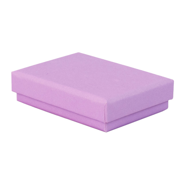Lilac rectangle recyclable eco kraft box with closed lid.