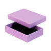 Lilac rectangle recyclable eco kraft box with black insert.