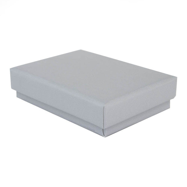 Grey rectangle recyclable eco kraft box with closed lid.