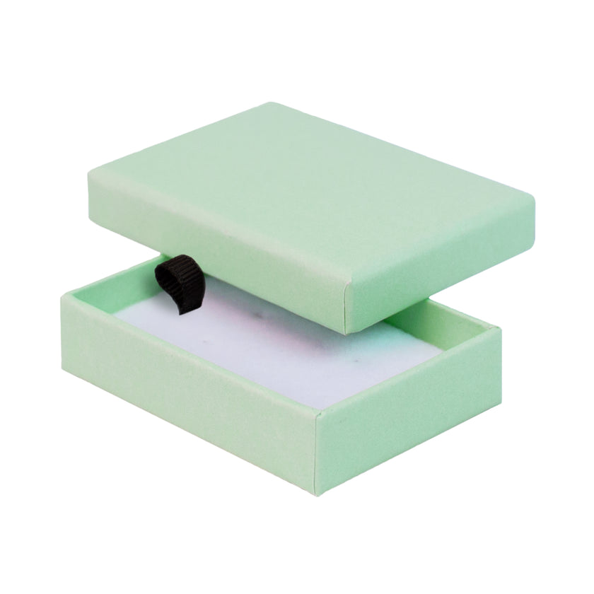 Green rectangle recyclable eco kraft box with white insert.