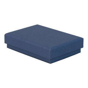 Blue rectangle recyclable eco kraft box with closed lid.
