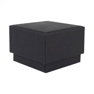 Black square recyclable eco kraft box with closed lid.