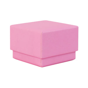 Pink square recyclable eco kraft box with closed lid.