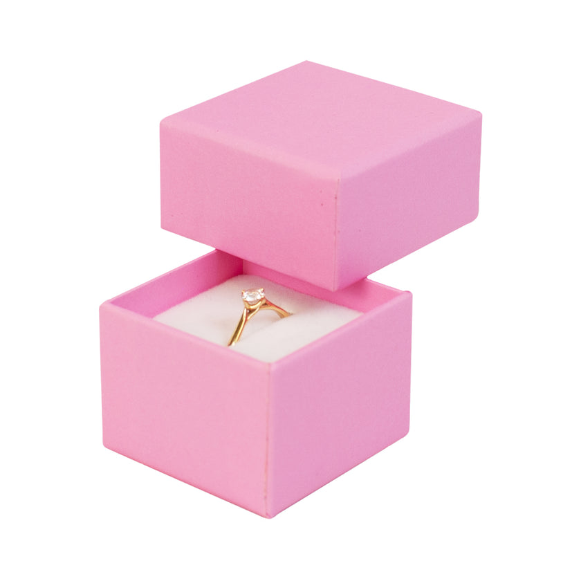 Pink square recyclable eco kraft box with ring.